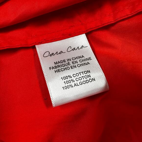 Cara Cara Smocked Midi Dress Red Women's Size Medium 100% Cotton NWOT FLAW - Picture 5 of 9